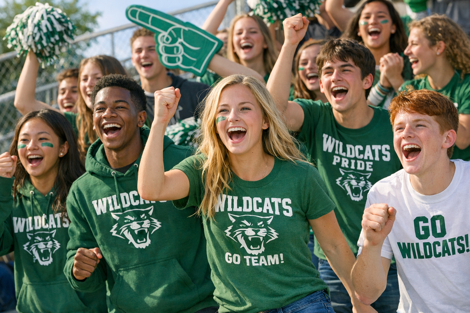 Students and fans in custom screen-printed school spirit wear - Lake Norman & Charlotte NC