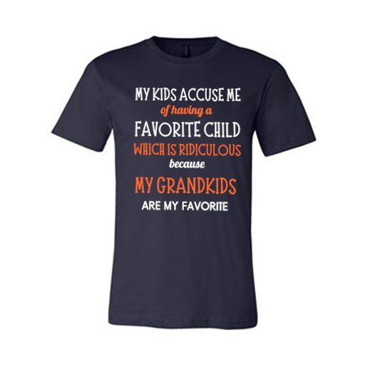 Navy novelty tee screen printed with a multi-color grandkids saying — Ultimate Swag, Mooresville NC