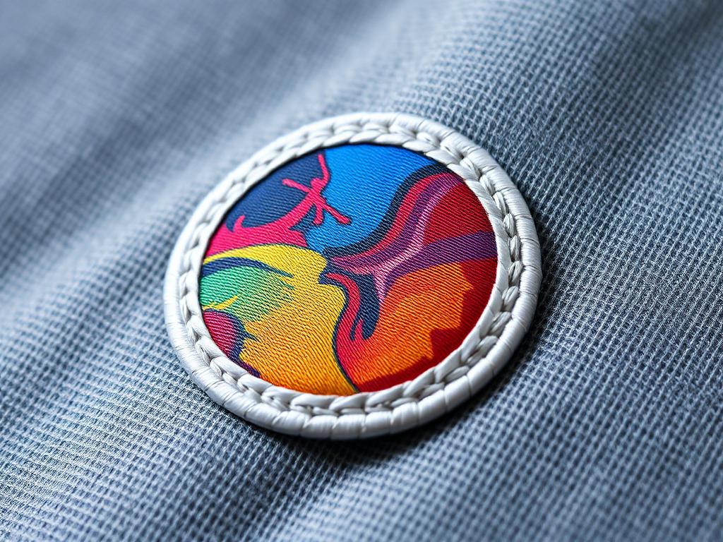 Print and stitch patch with a full-color printed center and white embroidered border